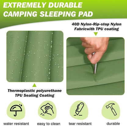 Self-Inflating Camping Sleeping Pad 4” Thick Comfort