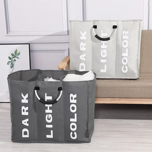 Foldable Laundry Basket 3 Compartments Easy Sorting
