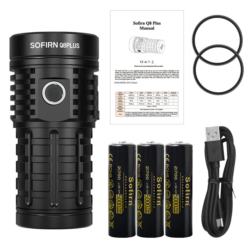 Sofirn Q8 Plus LED Flashlight – 16,000lm Ultra Bright