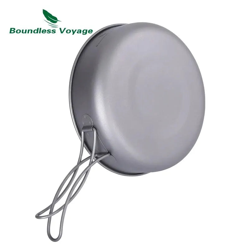 Titanium Non-stick Camping Frying Pan with Folding Handle