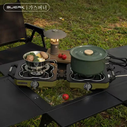 BUERK Double Burner Camping Stove – High-Power Outdoor Cooking
