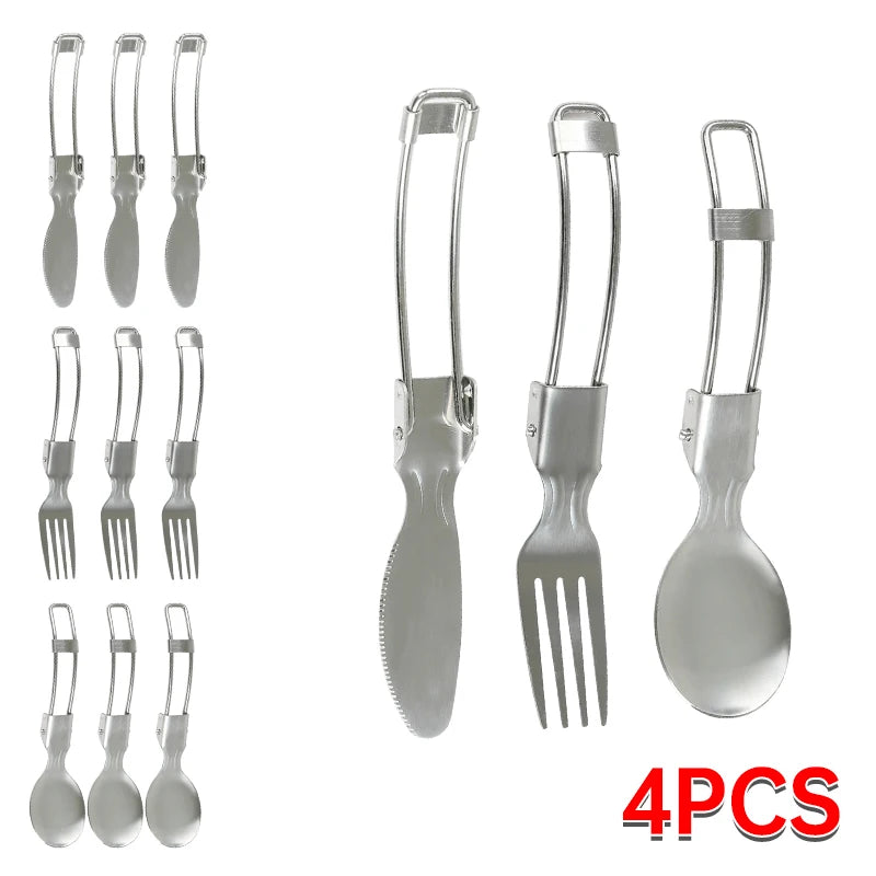 Camping Cutlery Set Foldable Stainless Steel Utensils