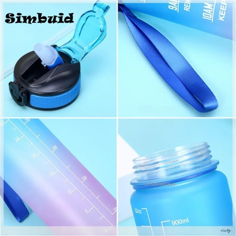 1L Sports Water Bottle with Time-Tracking Straw – Leak Proof