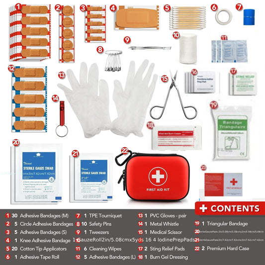 Compact First Aid Kit – 104Pcs Water-Resistant Case