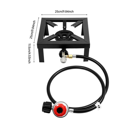 Portable Double Burner Camping Gas Stove with Regulator Hose