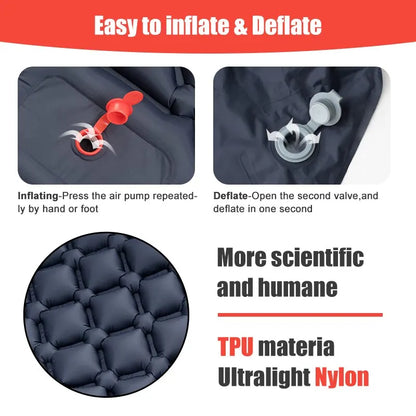 Ultralight Inflatable Sleeping Pad with Built-In Pump