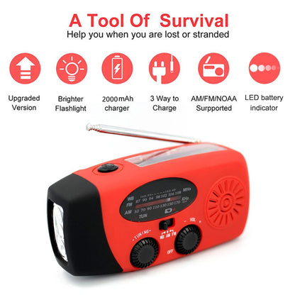 Emergency Radio with Solar & Hand Crank – 10000mAh Power Bank