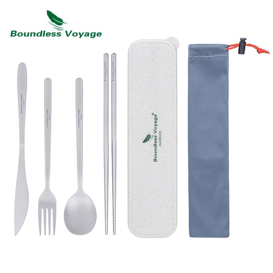 Titanium Camping Flatware Set – Ultralight Knife Fork Spoon