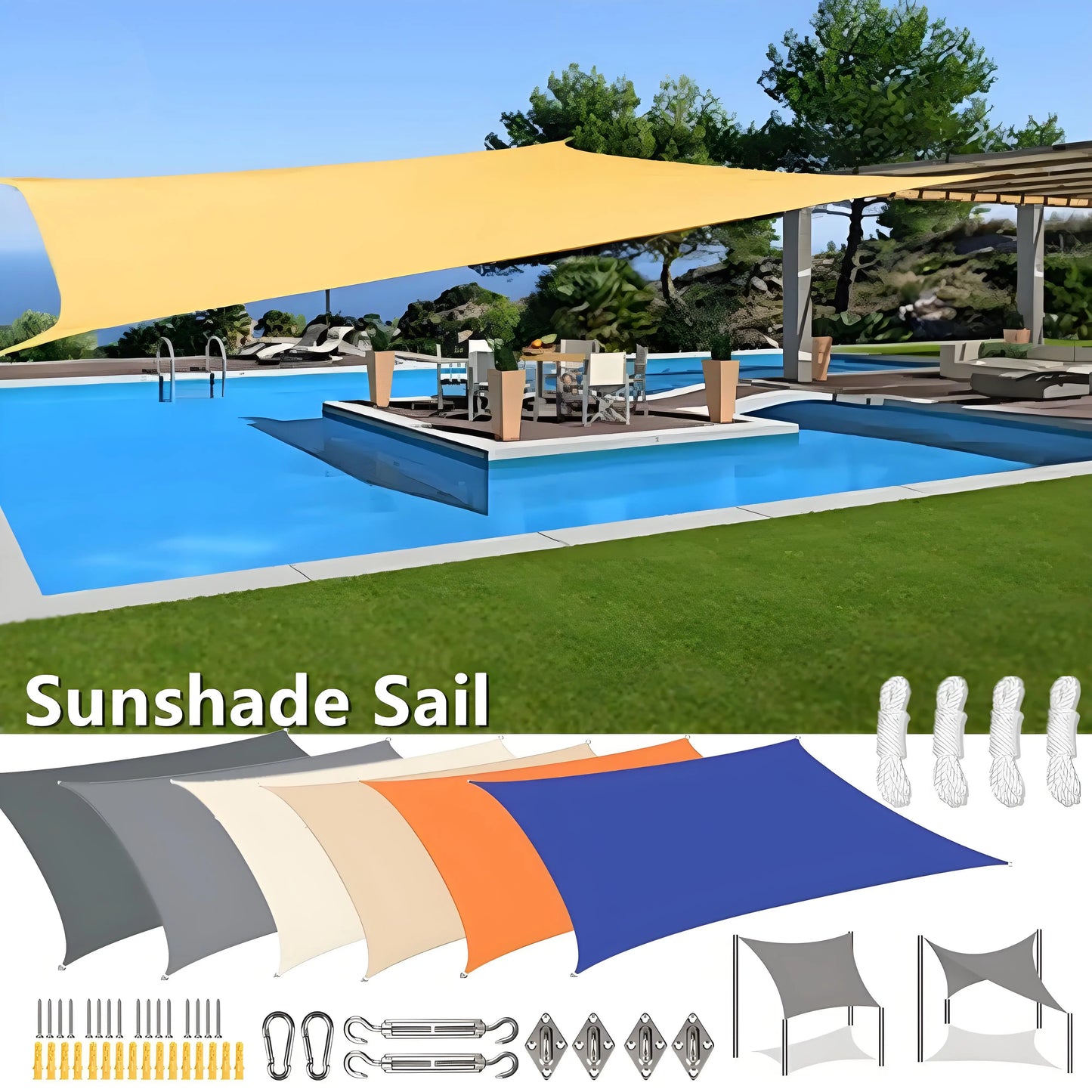 Waterproof Sun Shade Sail Canopy for Outdoor Patio