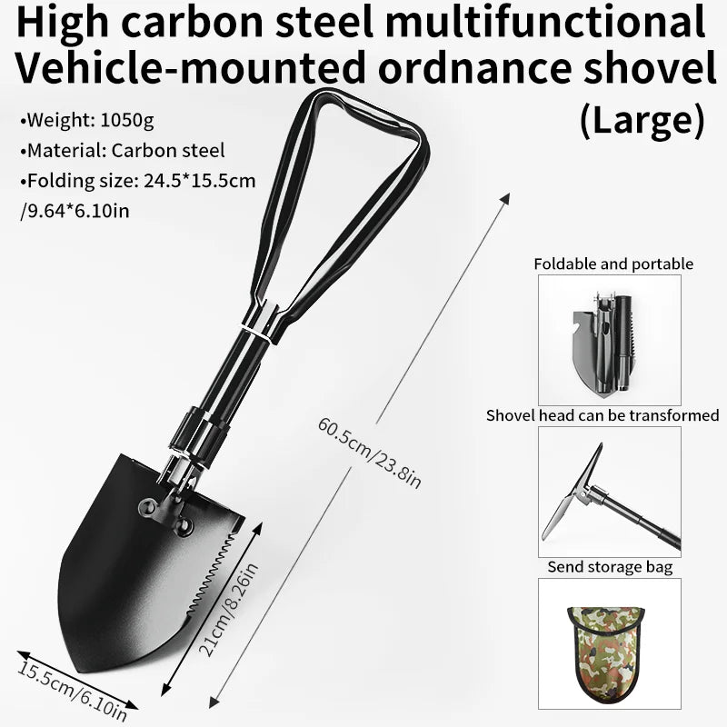 Folding Camping Shovel – 3-in-1 Survival Tool