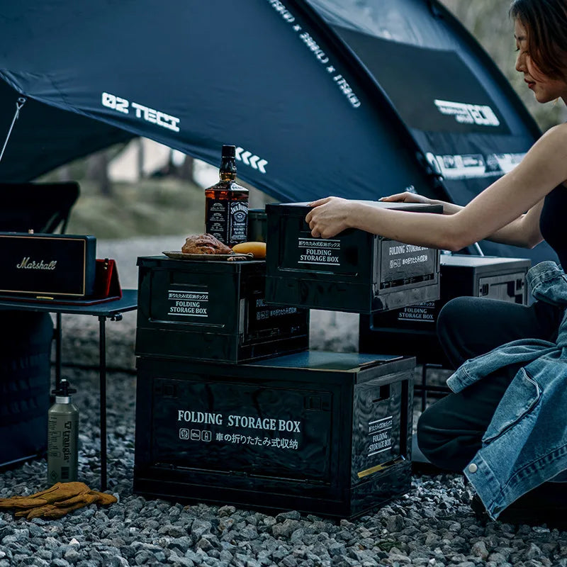 Collapsible Camping Storage Box – Stackable Gear Organizer