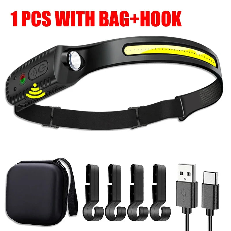Rechargeable Motion Sensor LED Headlamp for Camping