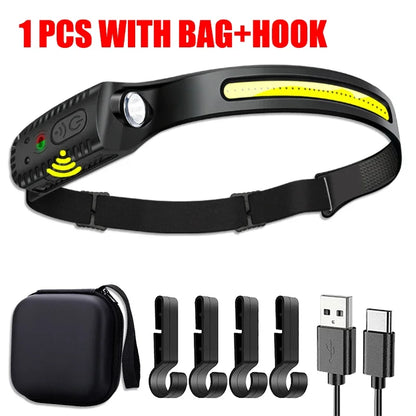 Rechargeable Motion Sensor LED Headlamp for Camping