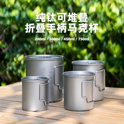 Ultralight Titanium Camping Pot Cups – 300/450/750ml