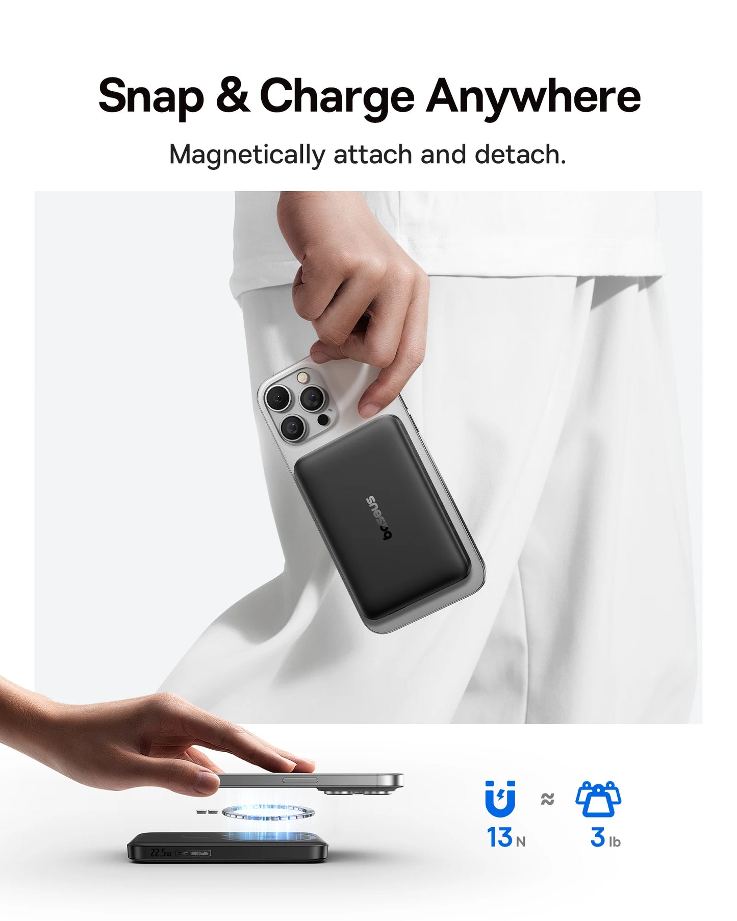 10000mAh Magnetic Power Bank with Fast Wireless Charging