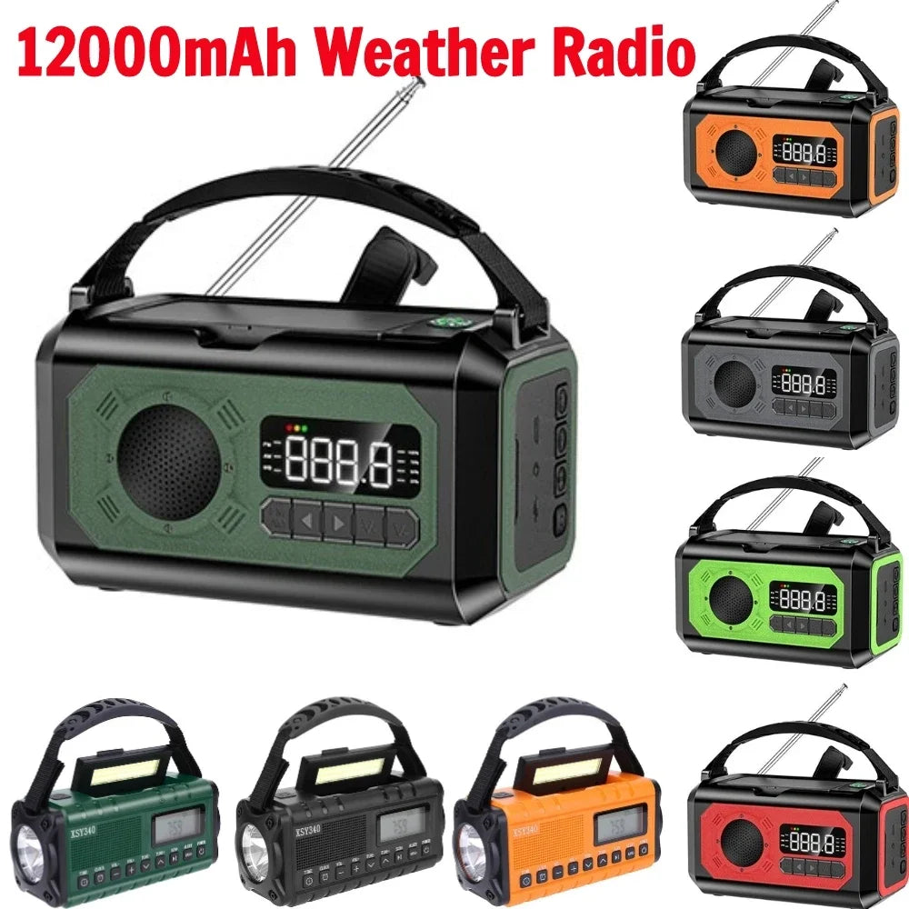 12000mAh Solar Hand Crank Emergency Weather Radio