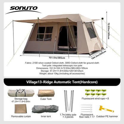 Large Camping Tent 3-8 Person Quick Setup Family Shelter