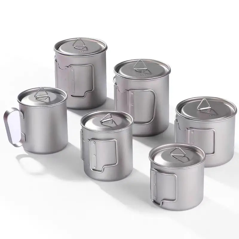 Ultralight Titanium Camping Pot Cups – 300/450/750ml
