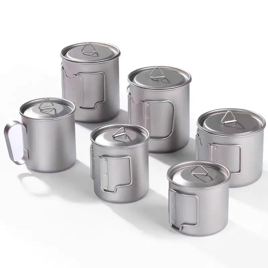 Ultralight Titanium Camping Pot Cups – 300/450/750ml