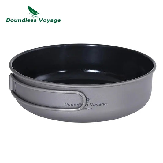 Titanium Non-stick Camping Frying Pan with Folding Handle