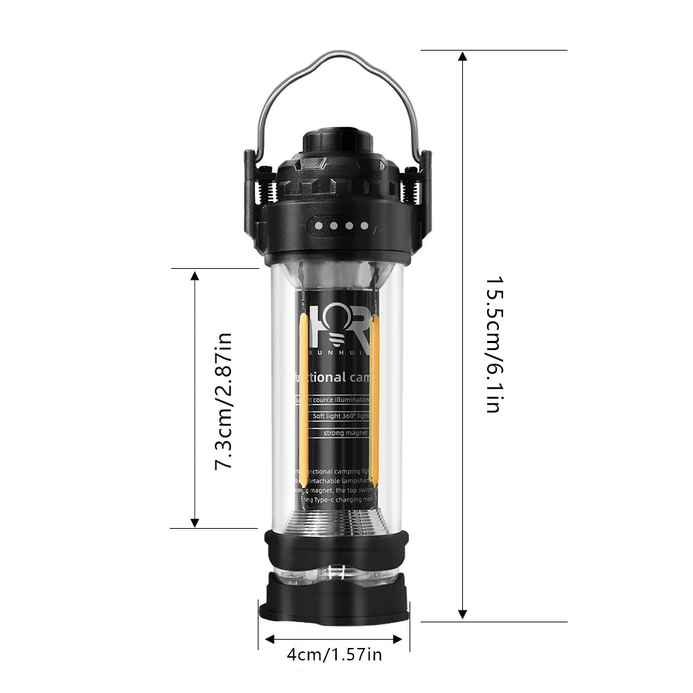 Retro LED Camping Lantern with Stepless Dimming