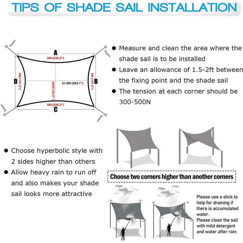 Waterproof Sun Shade Sail Canopy for Outdoor Patio