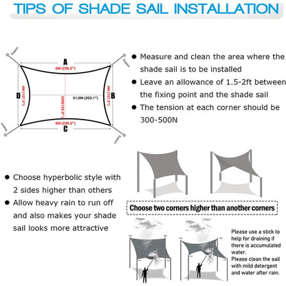 Waterproof Sun Shade Sail Canopy for Outdoor Patio