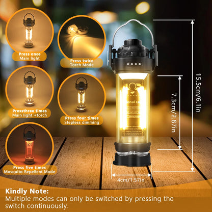 Retro LED Camping Lantern with Stepless Dimming