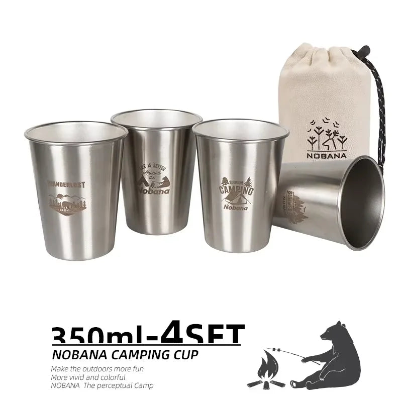 Outdoor Stainless Steel Camping Cup Set – 4/6/8PCS Portable