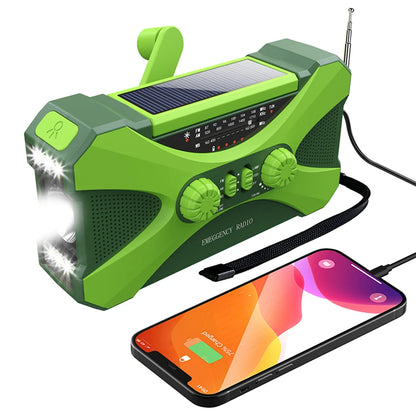 Emergency Radio with Solar & Hand Crank – 10000mAh Power Bank