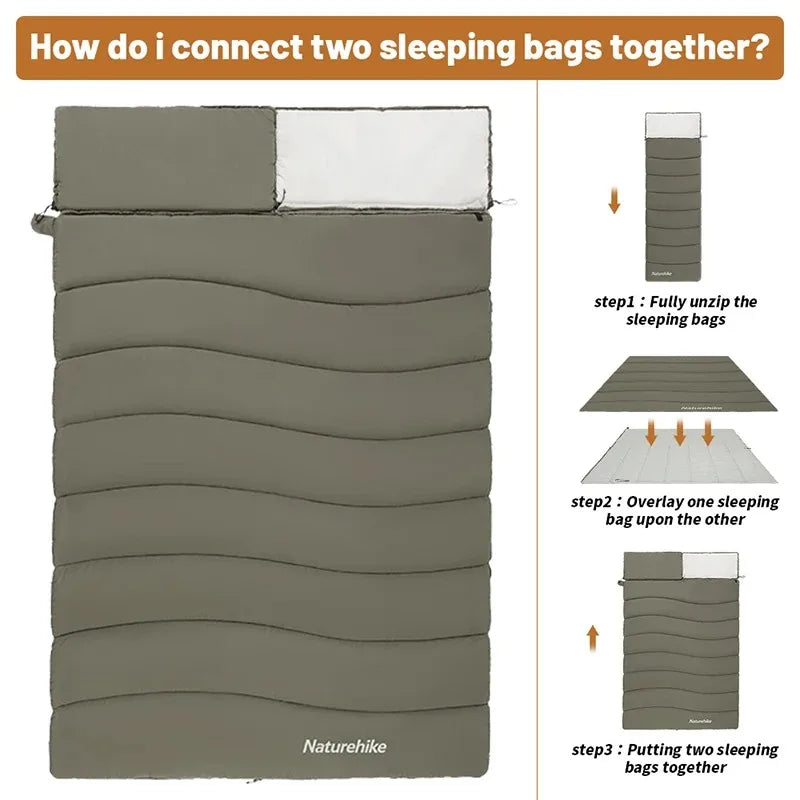 Envelope Cotton Sleeping Bag for Comfortable Camping