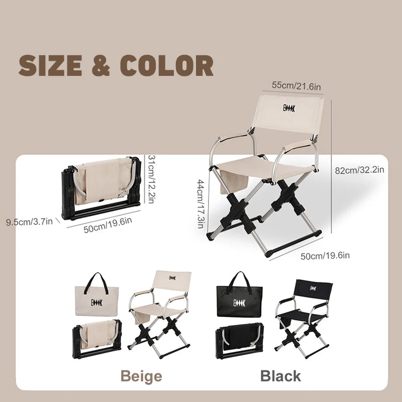 Folding Camping Chair with Back Support & Easy Carry
