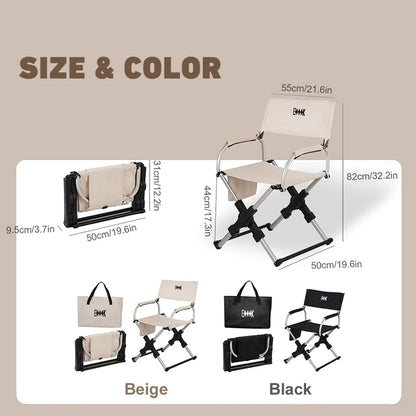 Folding Camping Chair with Back Support & Easy Carry