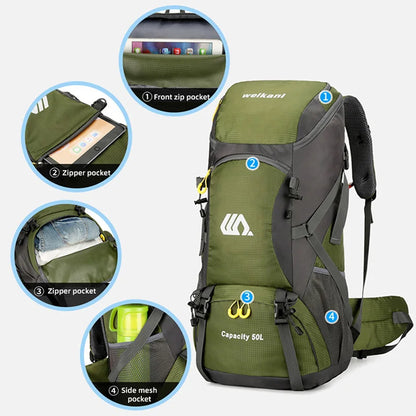 50L Hiking Backpack Waterproof Large Capacity Travel