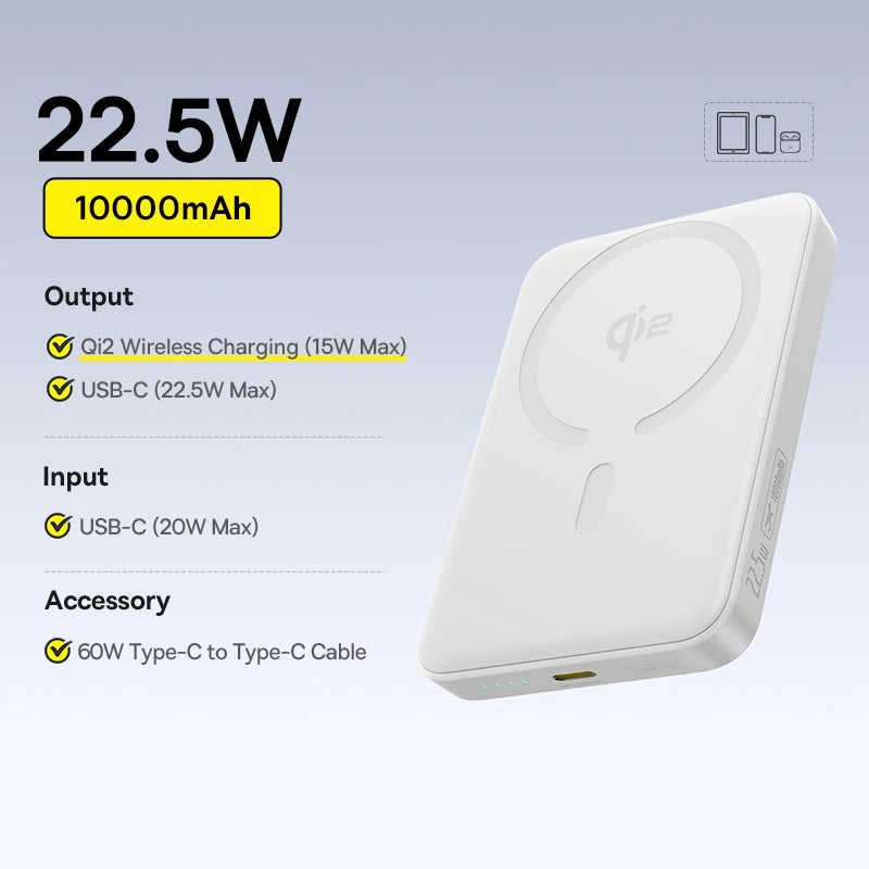 10000mAh Magnetic Power Bank with Fast Wireless Charging