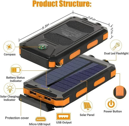 Solar Power Bank 50000mAh with Fast Charging & LED Light