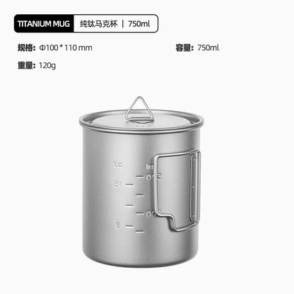 Ultralight Titanium Camping Pot Cups – 300/450/750ml