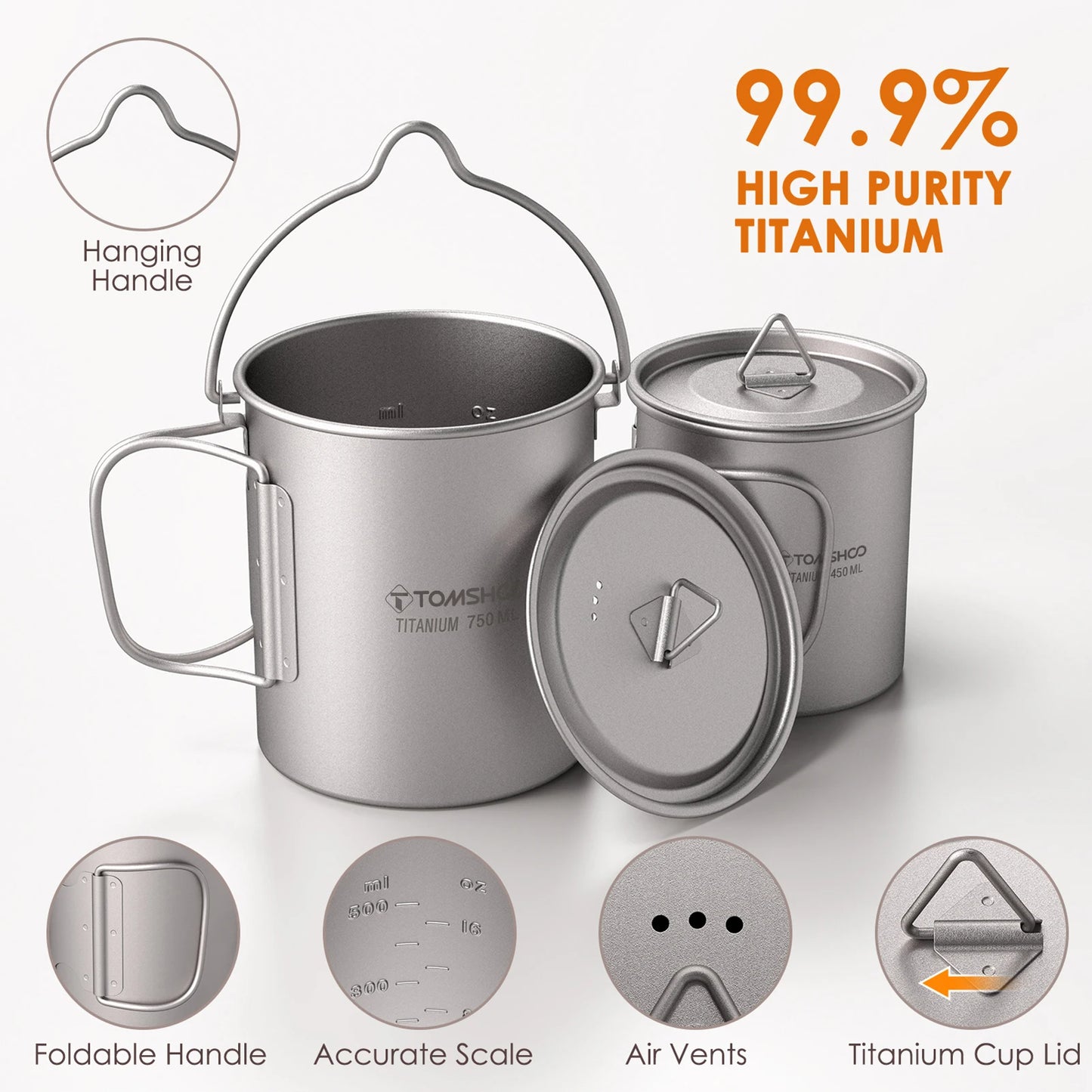 Ultralight Titanium Cookware Set for Outdoor Camping