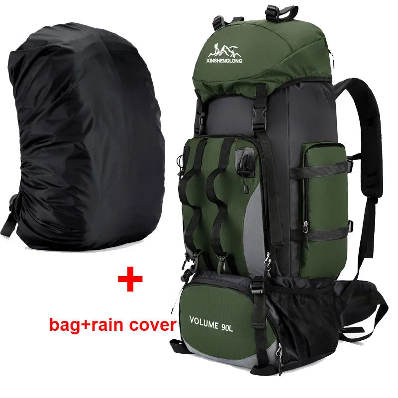 90L Hiking Backpack Waterproof Large Capacity Trekking