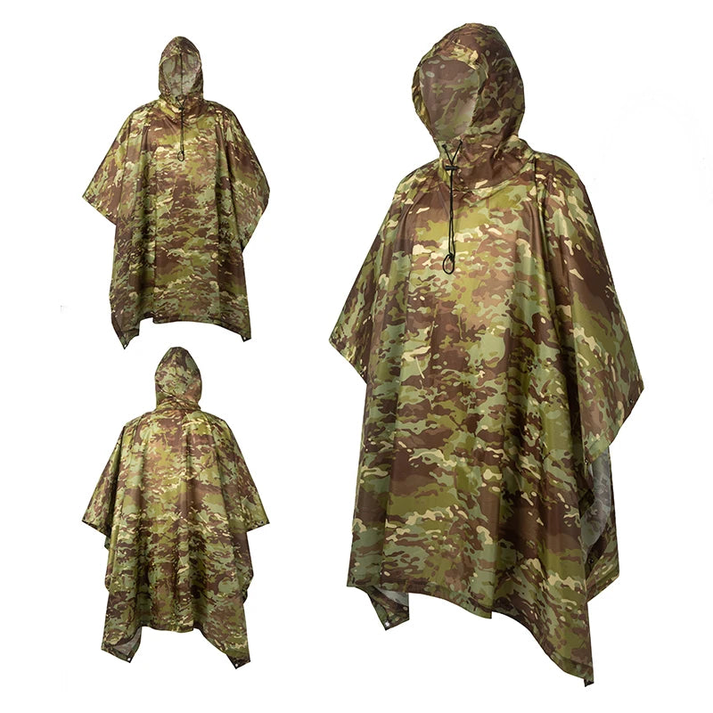 Military Rain Poncho Waterproof Shelter & Backpack Cover