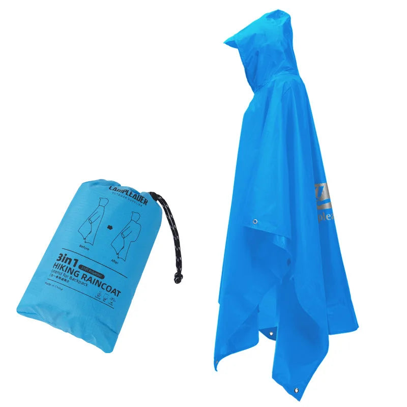 3-in-1 Waterproof Rain Poncho for Camping & Hiking