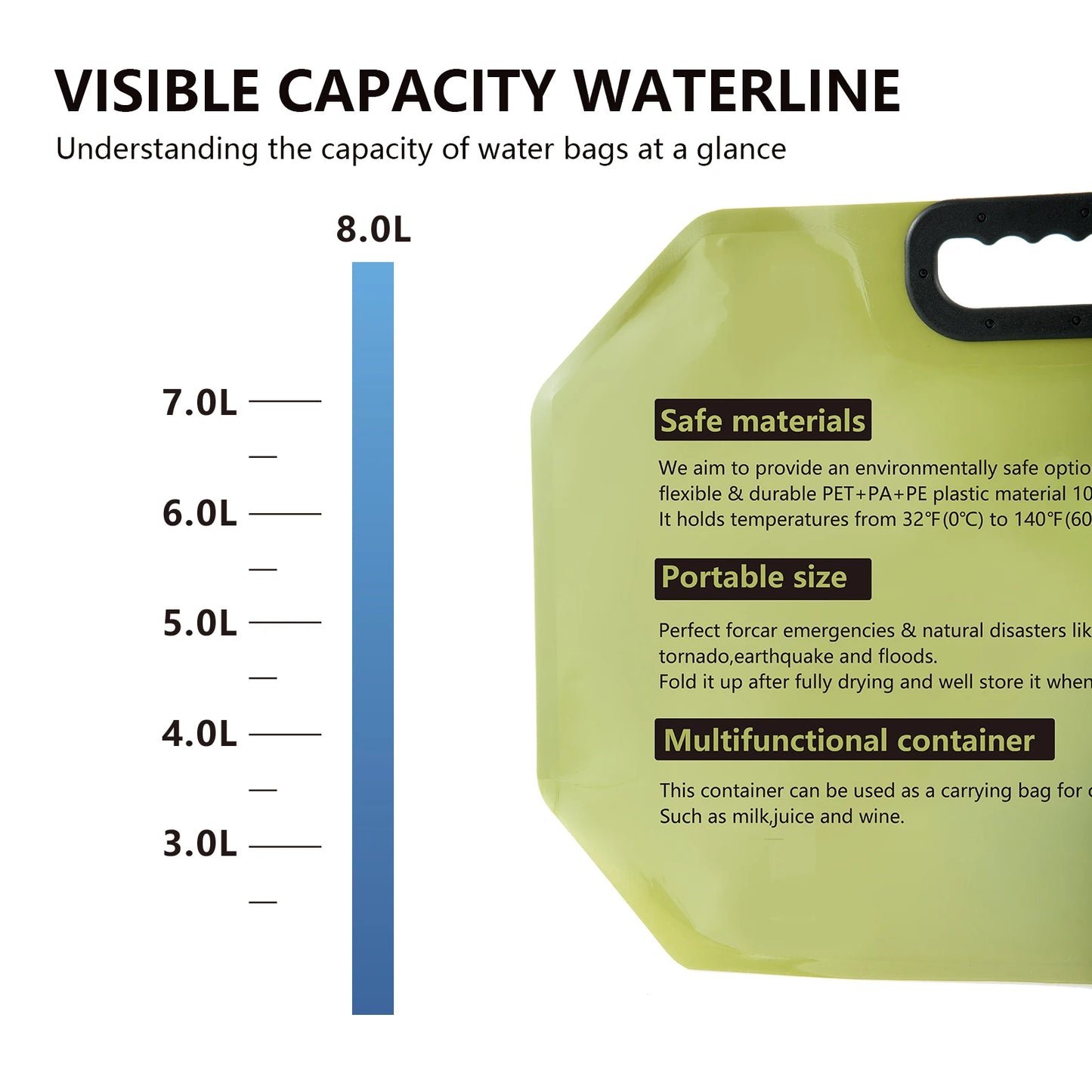 BSWOLF 8L Folding Water Bag – Portable Outdoor Hydration