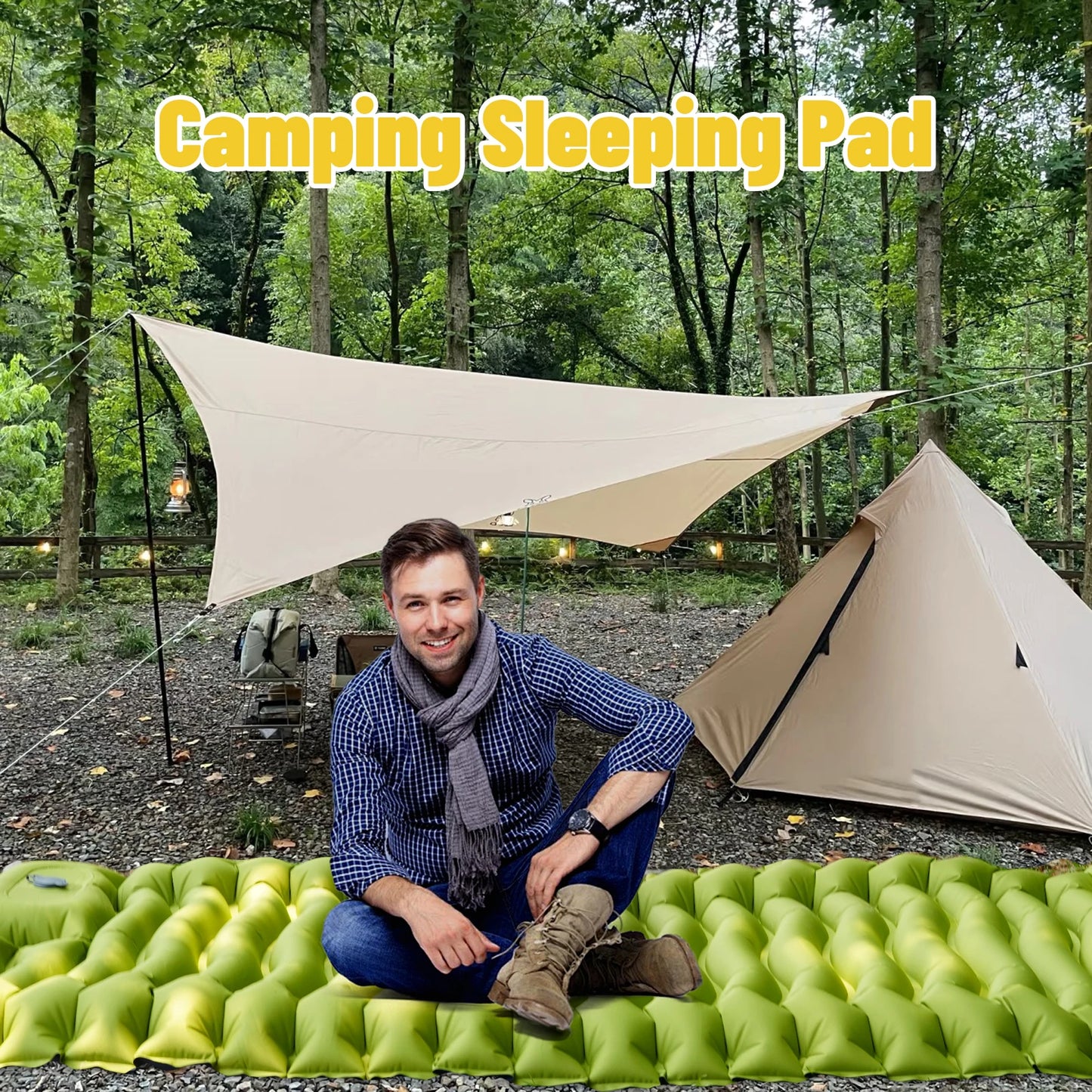 Inflatable Camping Sleeping Pad – 4" Thick Comfort