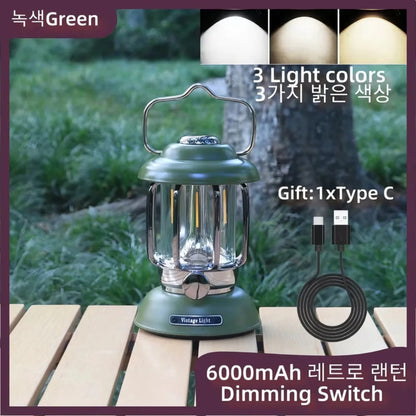 Retro Camping Lantern – Rechargeable Vintage Tent Light