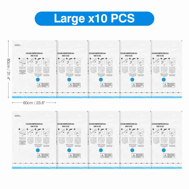 Vacuum Compression Bags with Pump – Save 80% Space