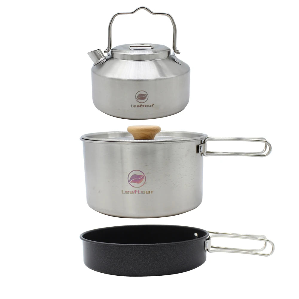 Camping Cookware Set Stainless Steel for Easy Outdoor Cooking