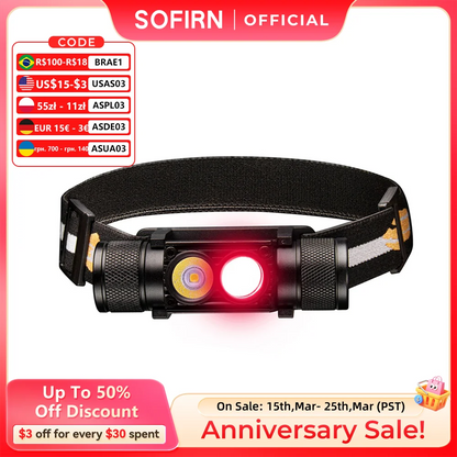H25LR LED Headlamp with High CRI & Night Vision Red Light