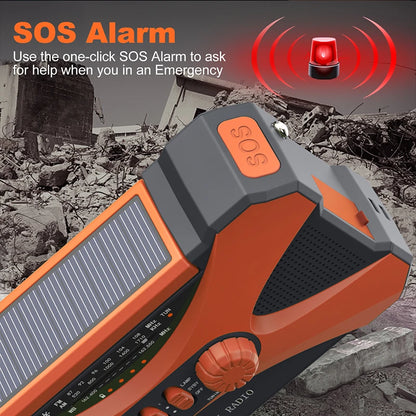 Emergency Radio with Solar & Hand Crank – 10000mAh Power Bank