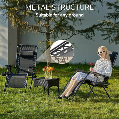 Zero Gravity Reclining Camping Chair Set with Cup Holders