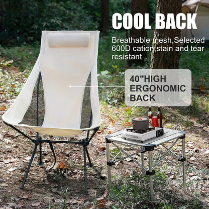 Folding Camping Chair with Headrest – Lightweight Comfort